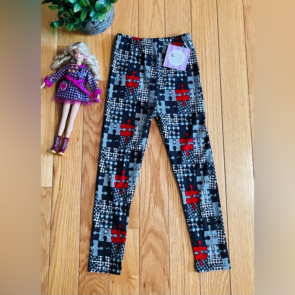 Small NEW Girls Puzzle Leggings Kids Soft Yoga Pants